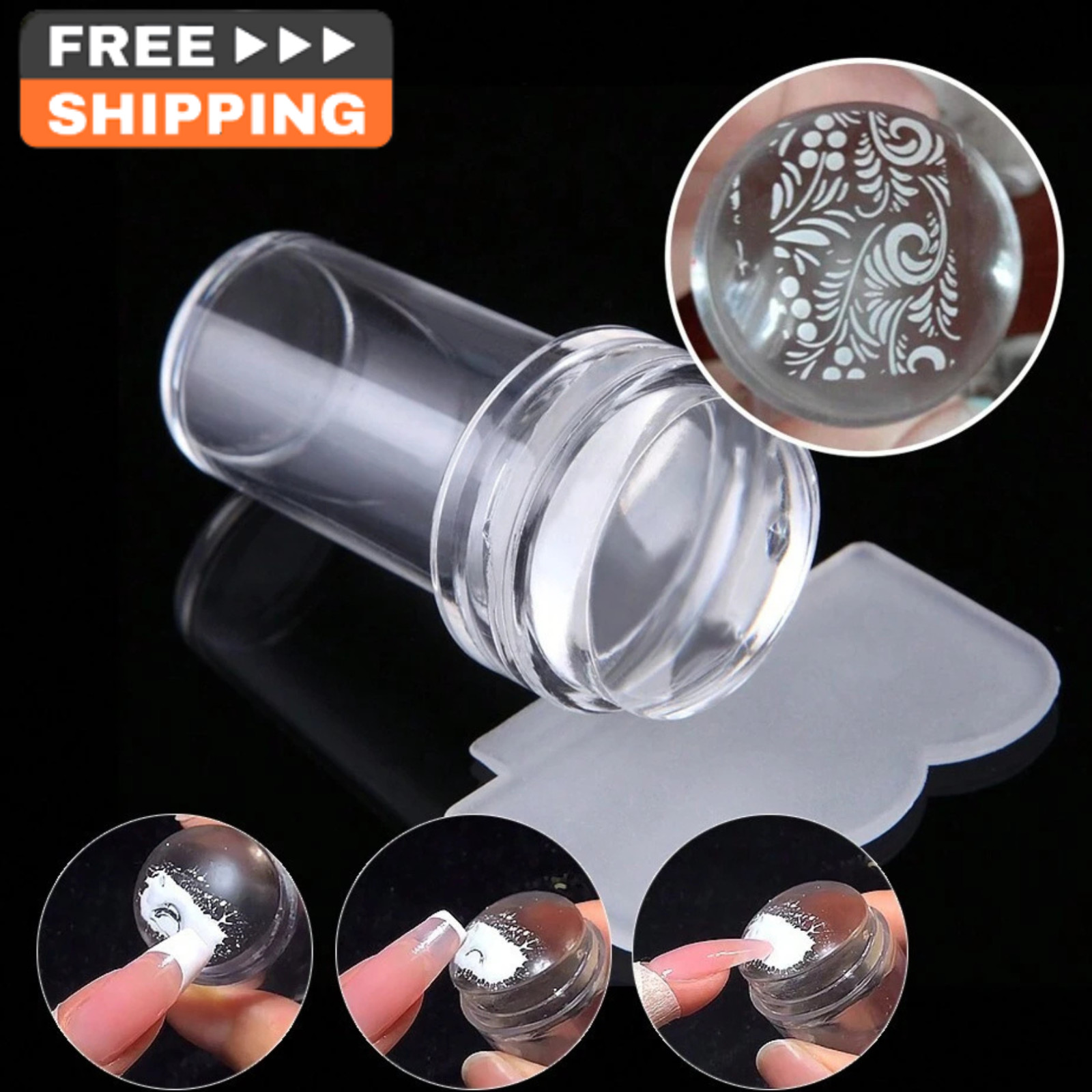 Clear Silicone Jelly Nail Art Stamper Scraper Set French Manicure Stamping Kit