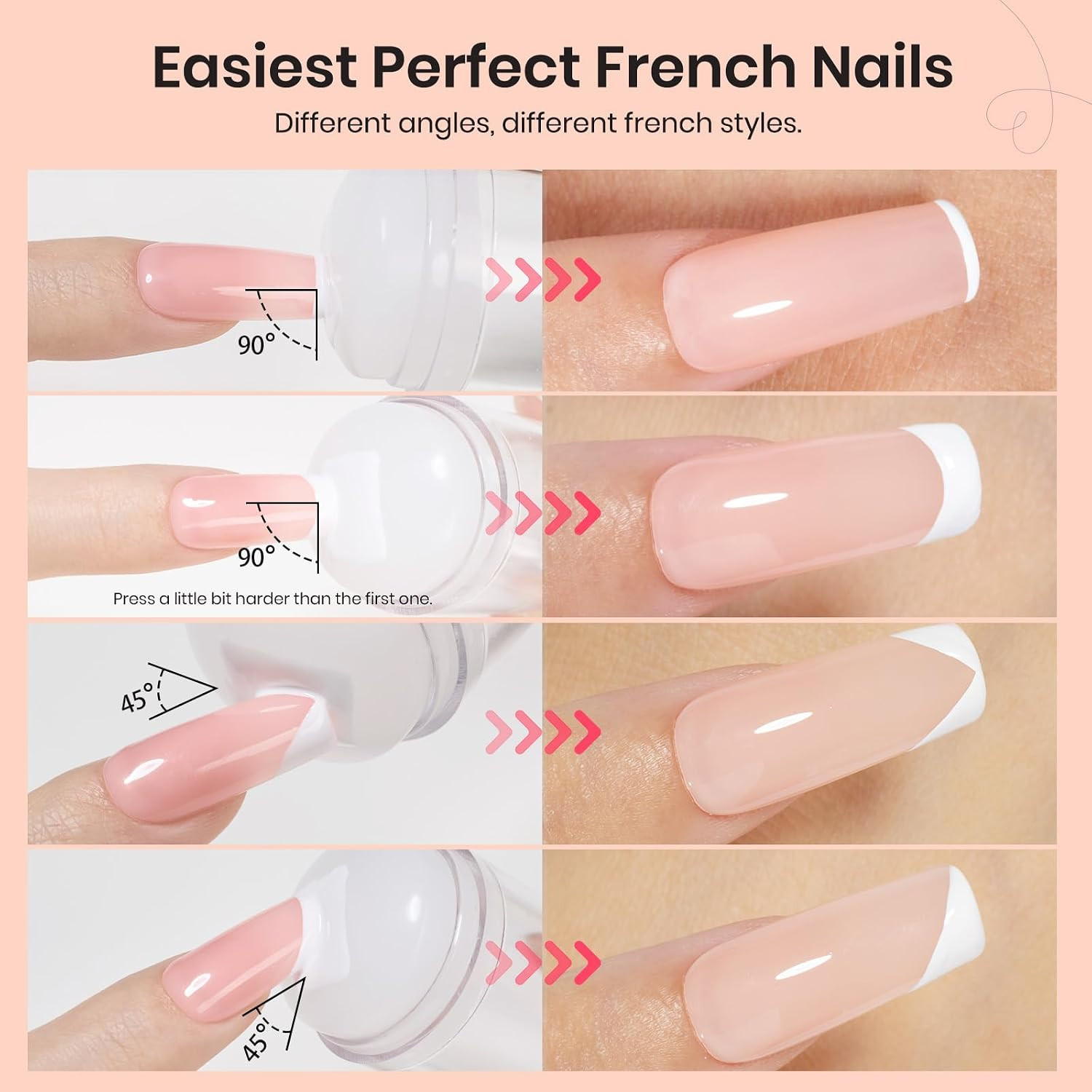 Nail Stamp French Tip Tool 4Pcs Short Clear Silicone Nails Stamping | and Long F