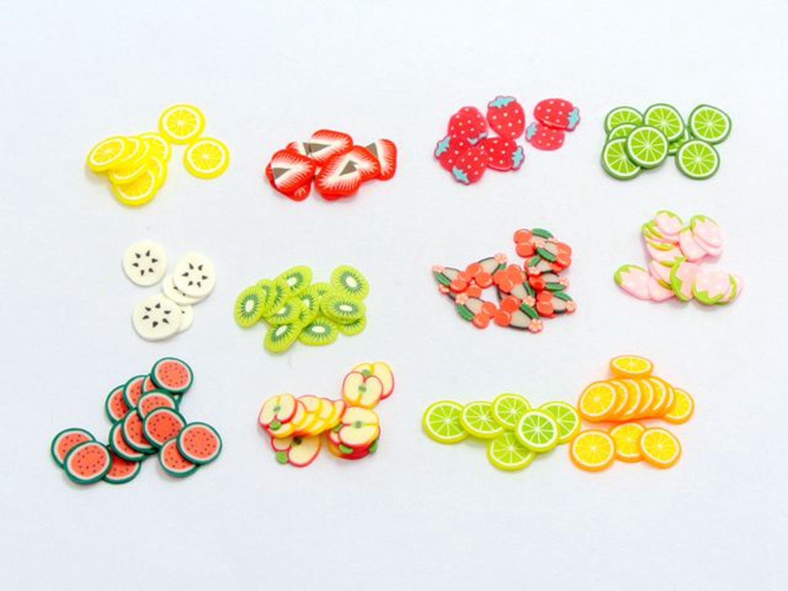 3 Wheel of 12 Styles Assorted 3D Polymer Clay Slices Various Nail Art Tips