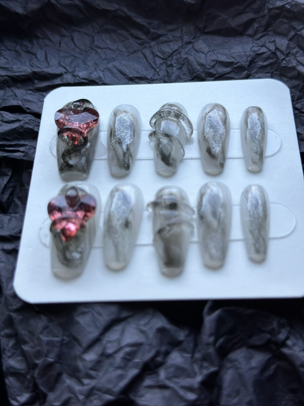 CUSTOM Handmade press on Gel nails long coffin Cool Snake Nails Set Size:S