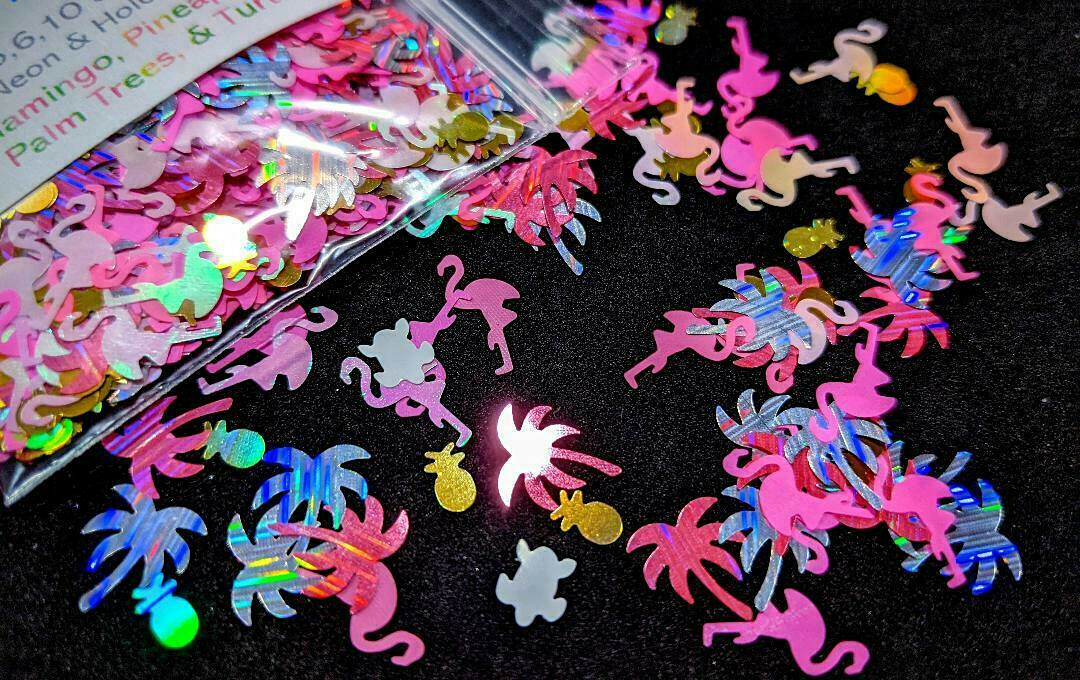 FLAMINGO/PALMTREE/PINEAPPLE/TURTLE GLITTER~Nail•Acrylic•Gel•Body•Face•Festival