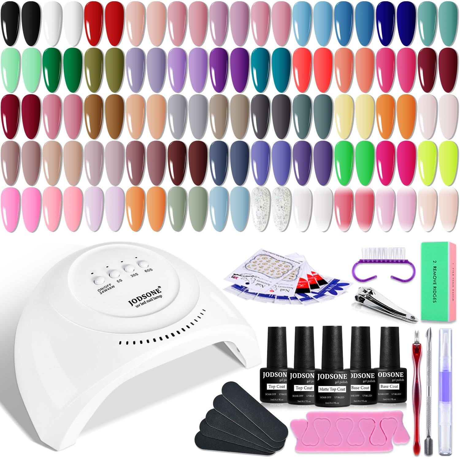Kit De Unas De Gel Con Lampara UV Y 55 Colores De Esmalte Para Manicura