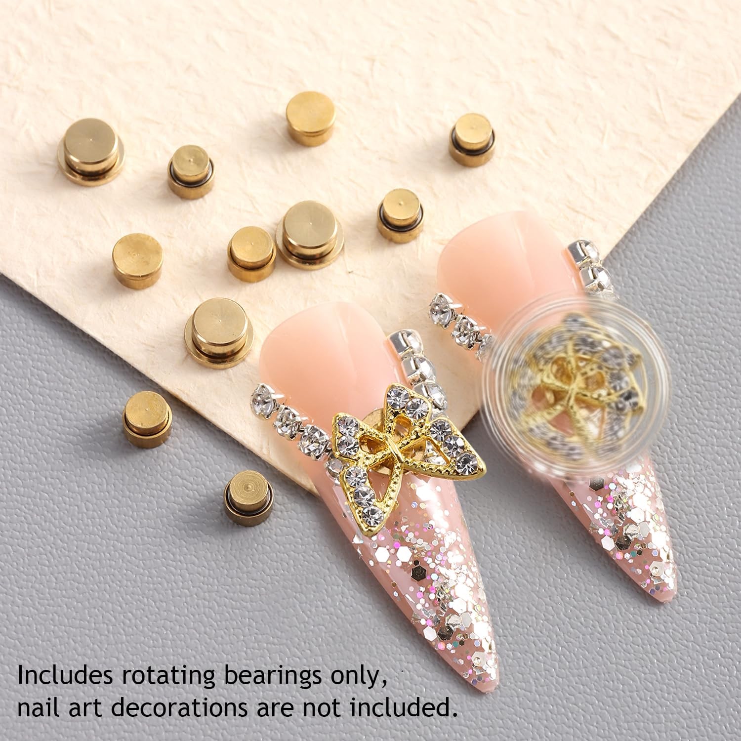 4 Sizes Nail Art Spinners for Spinning Nail Charms, 360° Rotating Bearings, Spin