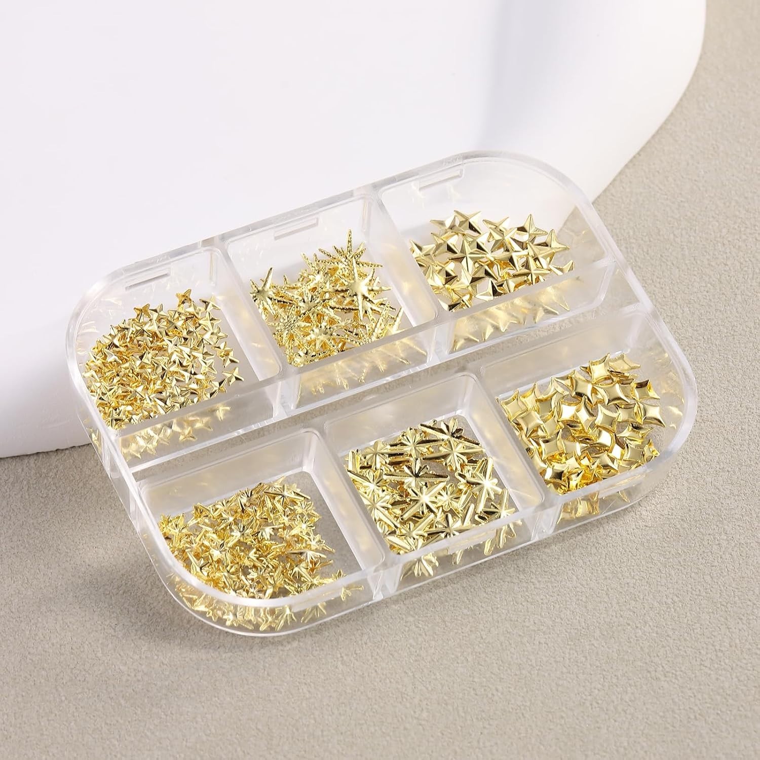 Star Nail Charms for Nails Art, 3D Gold Mixed Styles Stars Metallic Studs Riv…