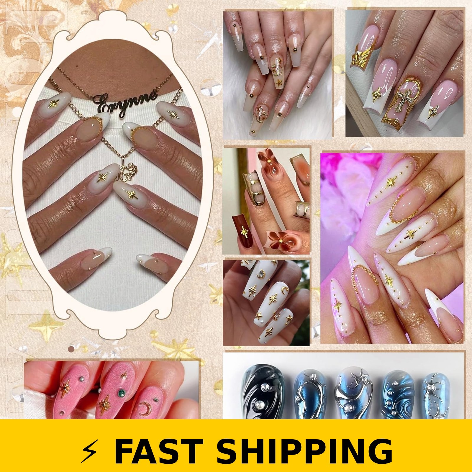 BELLEBOOST 3D Star Nail Charms & Caviar Beads Kit – 2640 Pcs