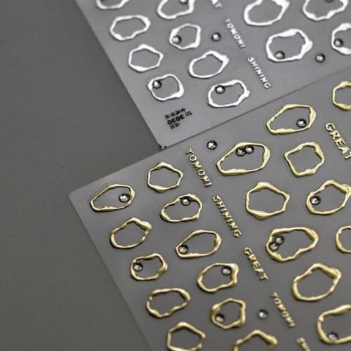 Silver Gold Nail Art Stickers Decals 5D Embossed Nail Decals for Nail Style-a