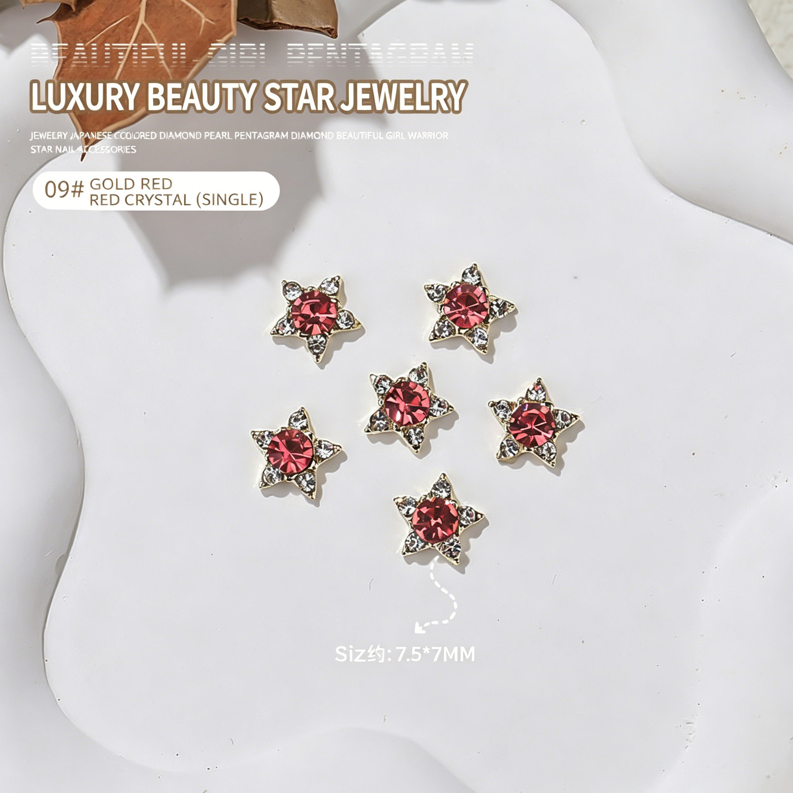 2026 New Five-pointed Star Sunburst Rhinestone Nail Charms, Sweet Cool Girl Styl