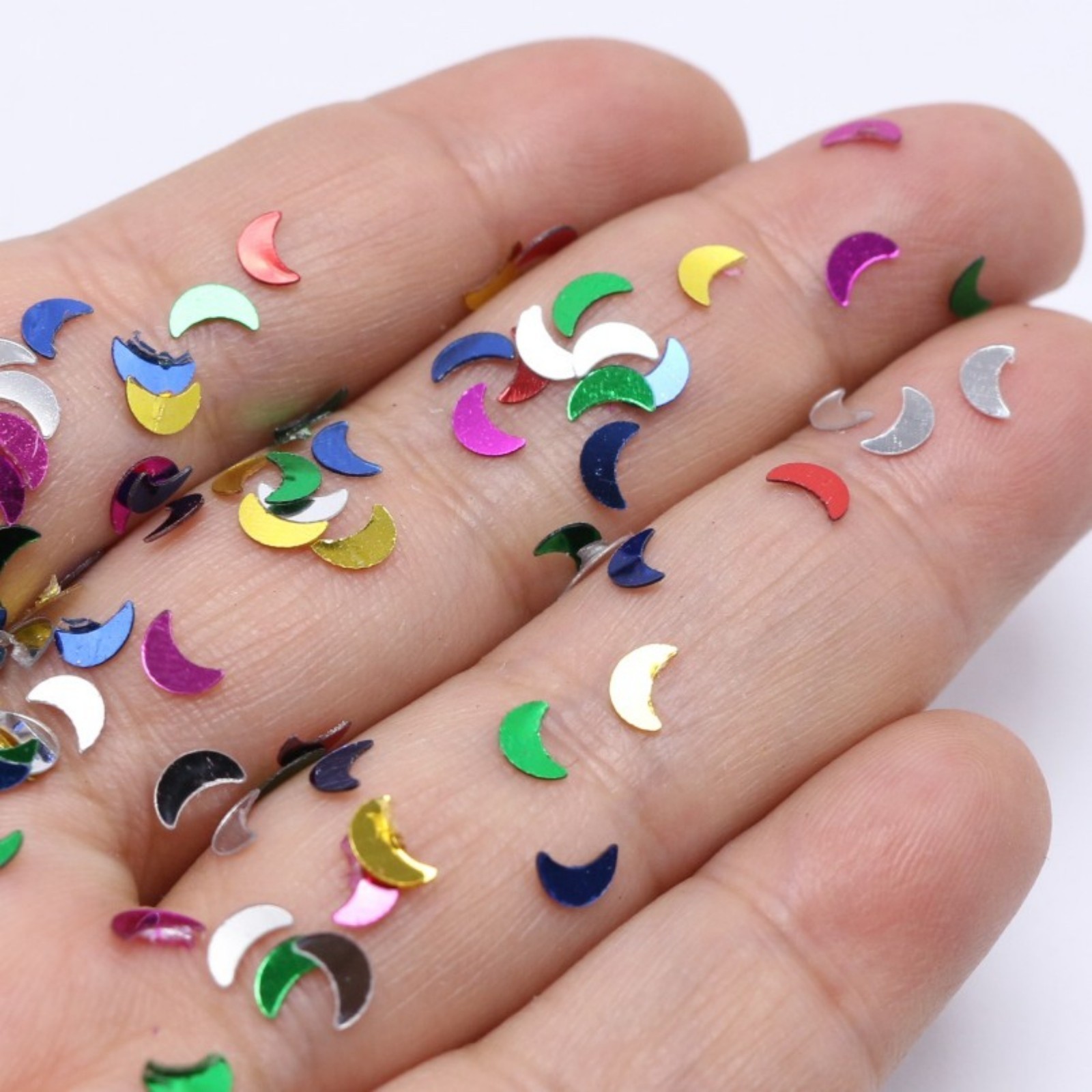 50Gram Mixed Color Metallic Moon Sequins Loose Tiny Tip 5X3mm Nail Art Scrapbook