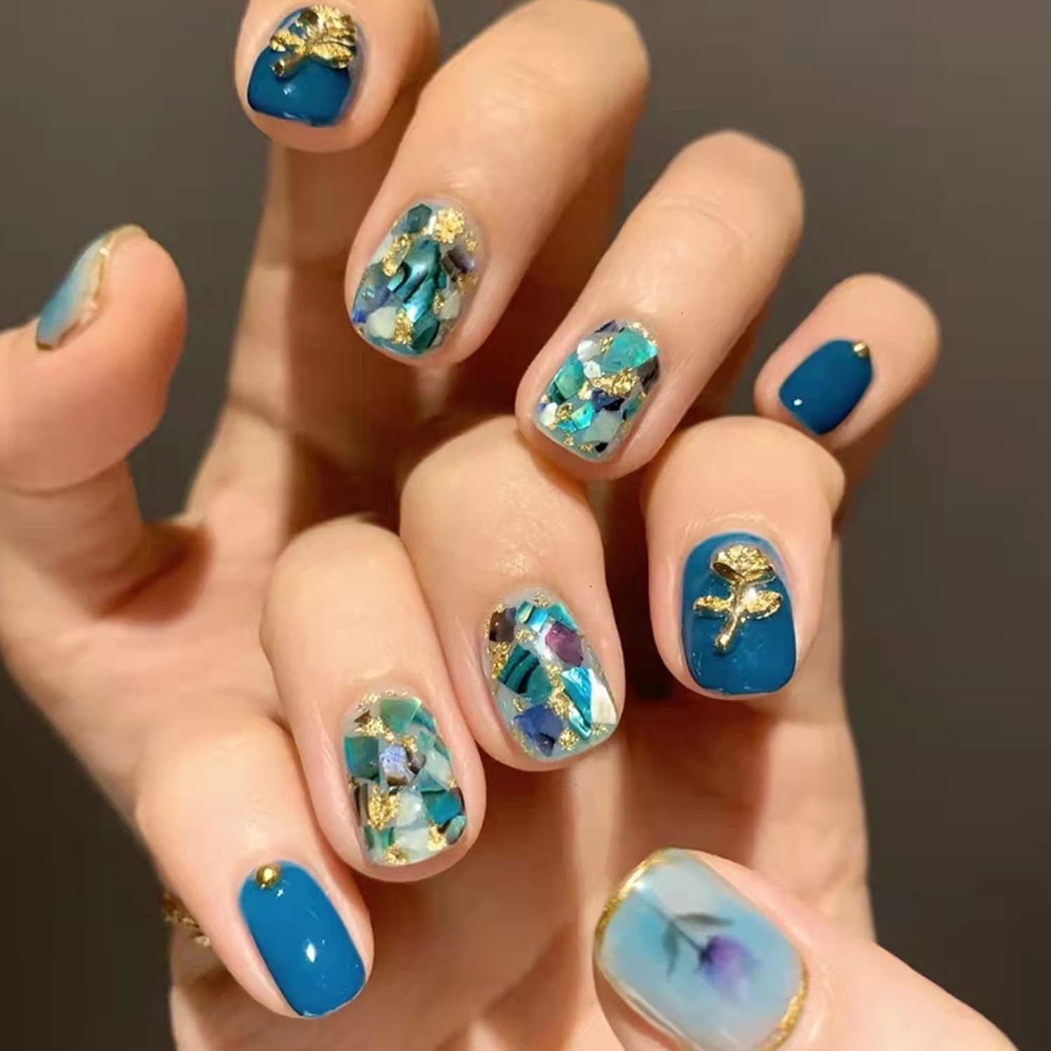 Abalone Seashell Nail Art Slices, Holographic 3D Mermaid Irregular Nail Art