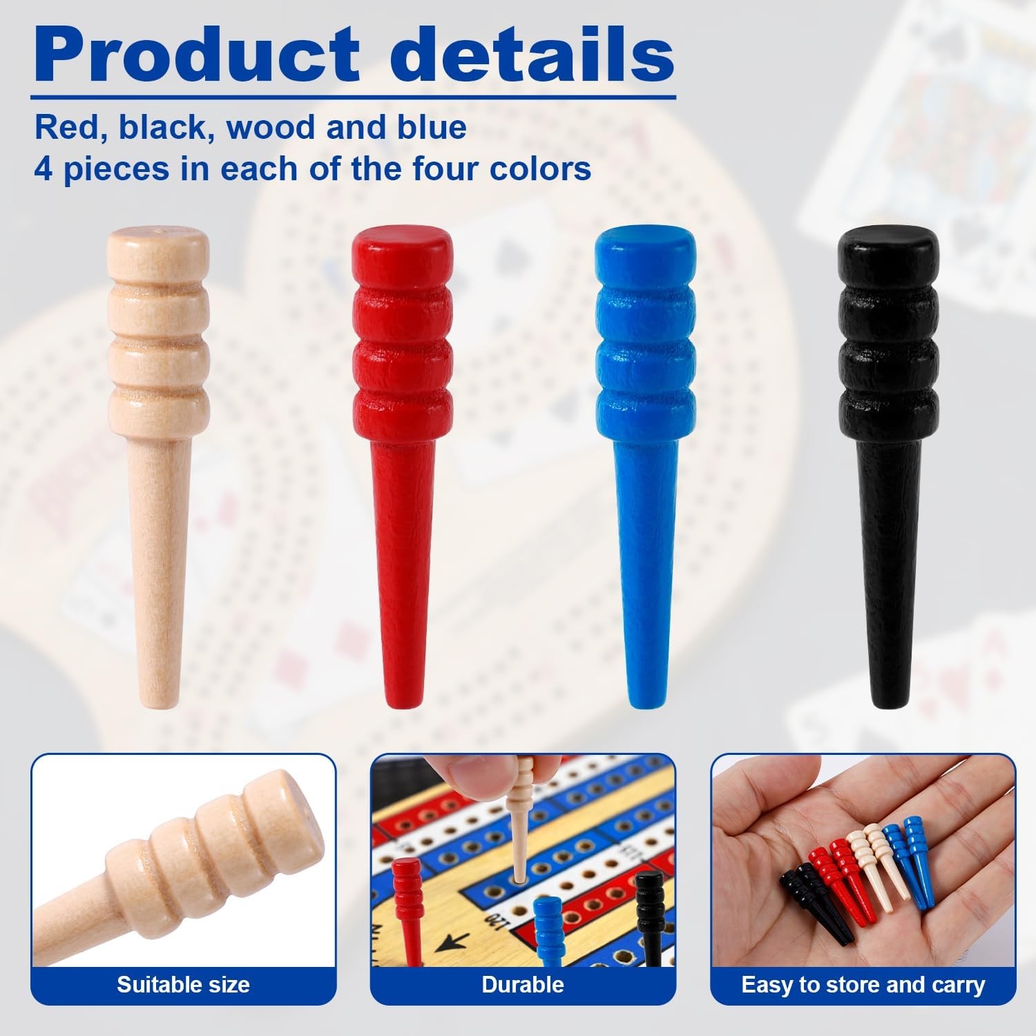 16pcs Cribbage Pegs, Wooden Board Pegs Fit 1/8 Inch Holes Crib Pins…