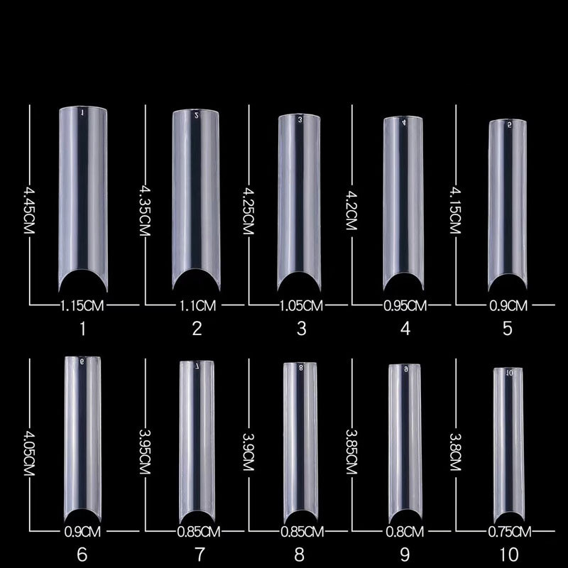 200Pcs XXL C Curve Nail Tips Extra Long Square Fake Nails Half Cover False Nail