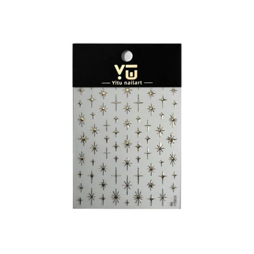 Gold Star Nail Stickers 3D Self Adhesive Star Nail Design Decals Style-38