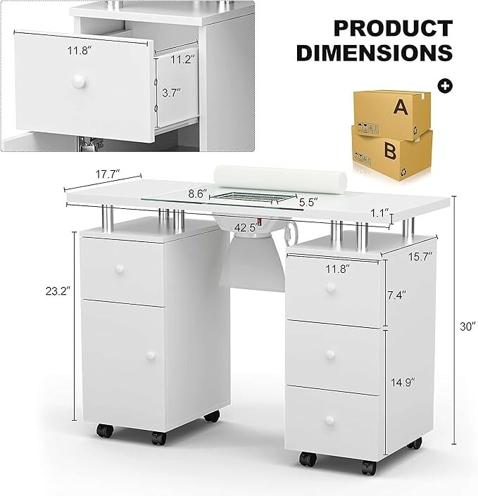 Manicure Table w/Dust Collector with FREE and FAST SHIPPING
