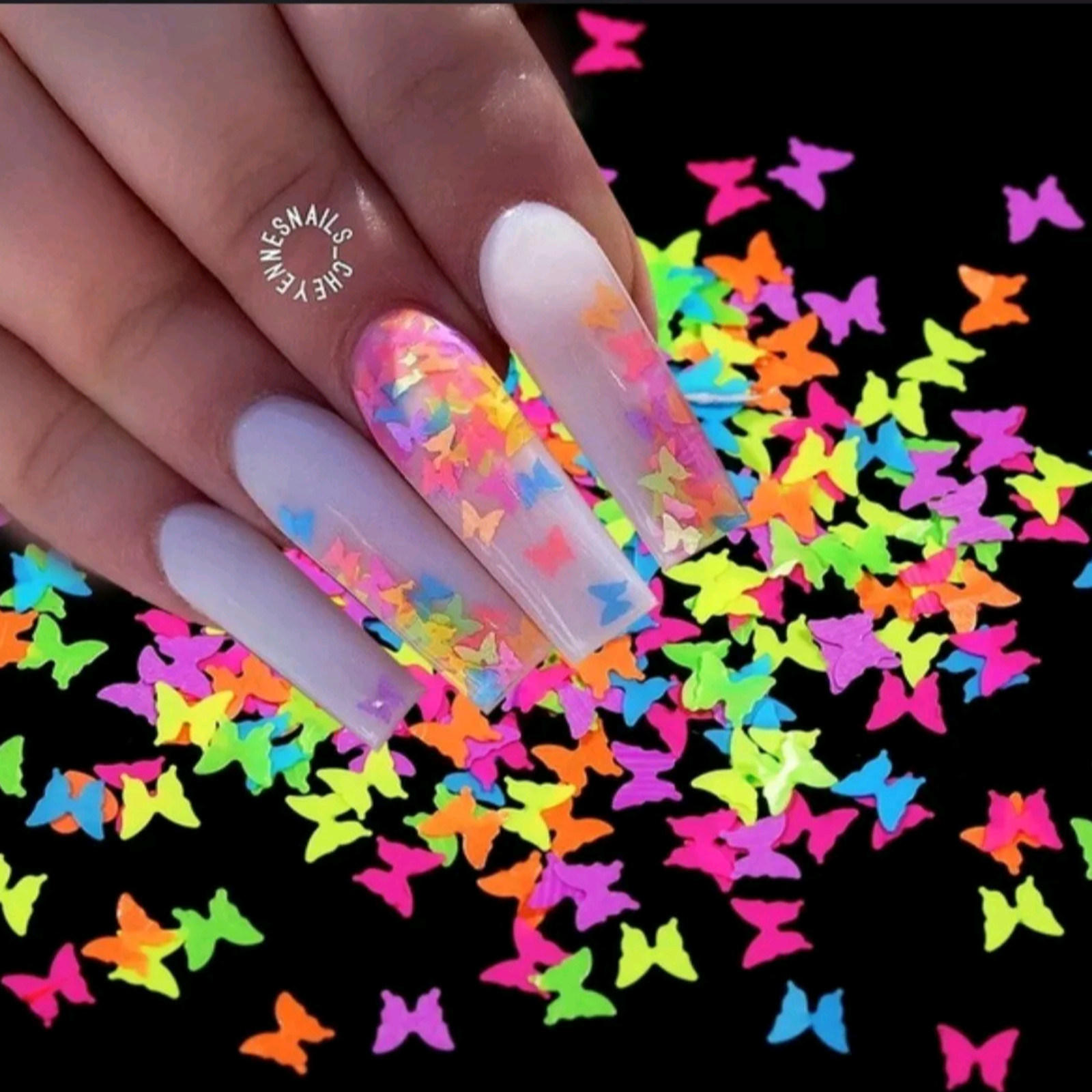 12 Grids Butterfly Nail Art Glitter – Colorful Iridescent Flakes Nail Decoration