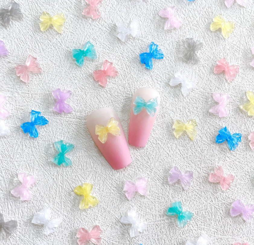 20pcs Colorful Bow Star Butterfly Knot Resin Design Nail Art Decor NS54