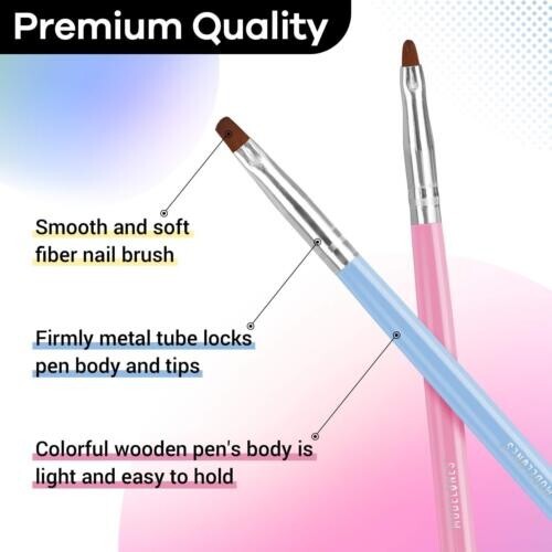 8Pcs Nail Art Brush Set, 7Pcs Nail Brushes + 1Pc Nail Dotting Tool