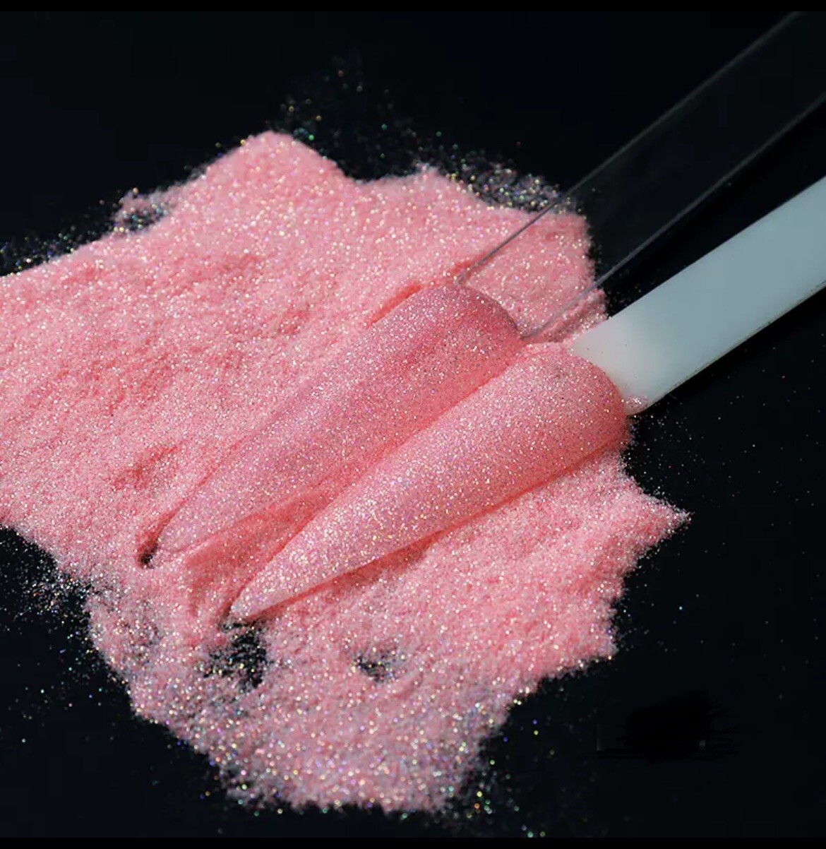 Pink Mermaid Glitter Nail Powder Iridescent Shiny Sugar Frost Effect Peach Shiny