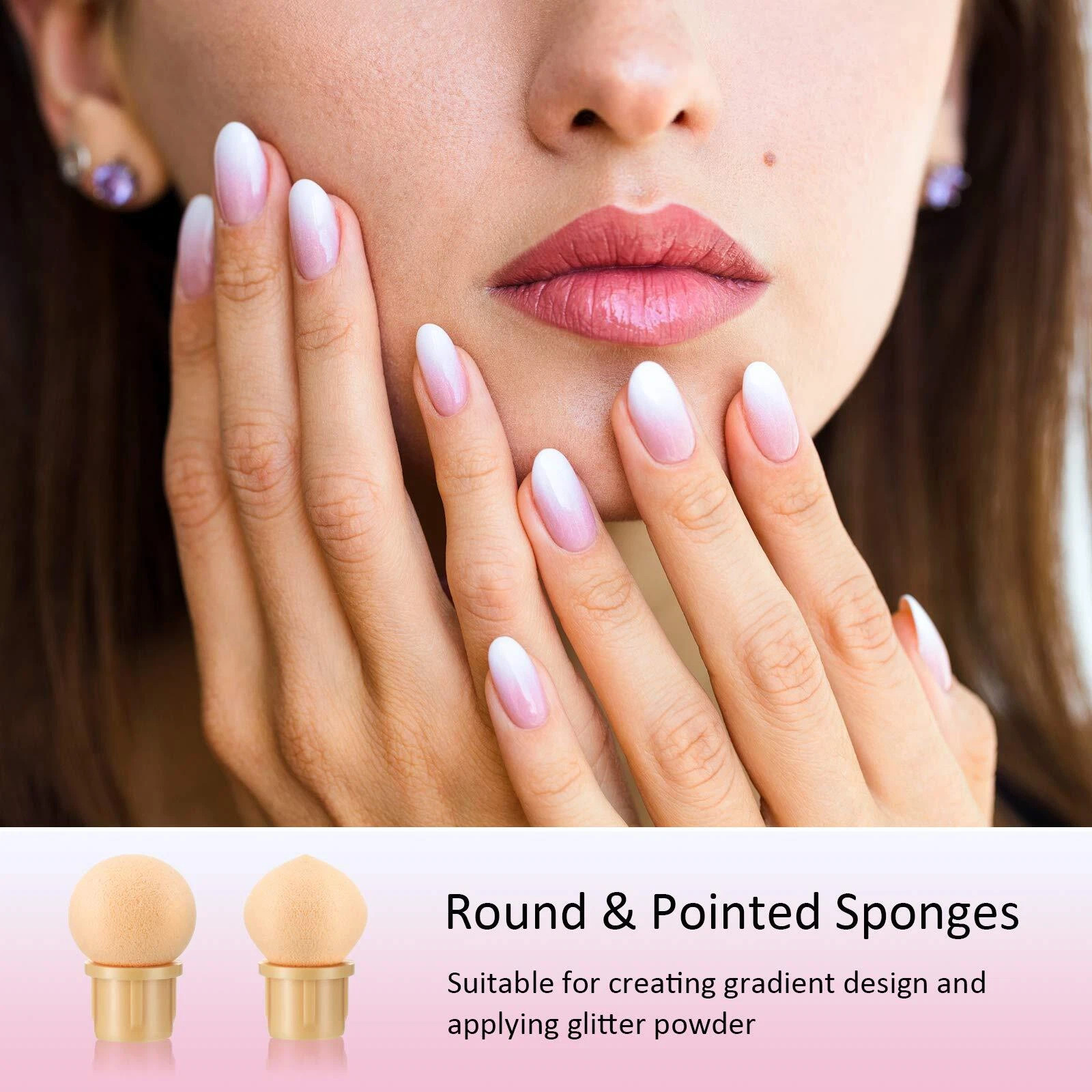 Sponge Heads Nail Pen Dual Tipped Ombre DIY Gradient Gel Color Nail Art Brush