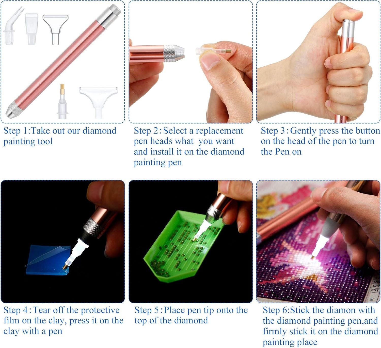 Versatile LED Craft Pens with 15 Replacement Tips for Diamond Painting & Nails