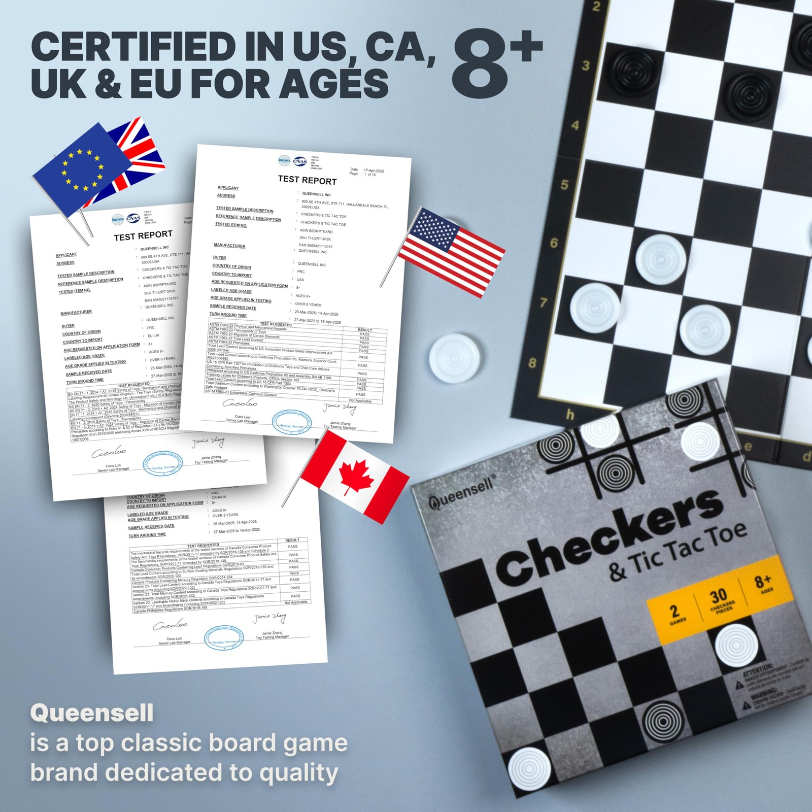 Checkers Board Game with 30 7.9 x x 0.1 inches, Monochrome Or Multi-color