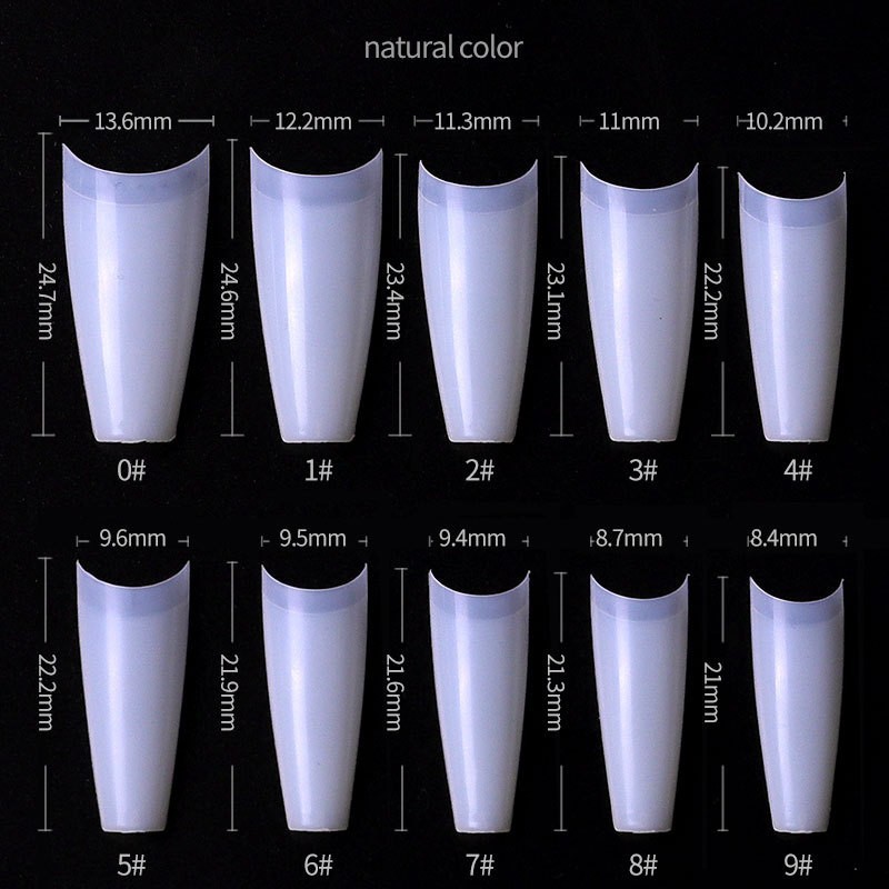 500Pcs/Bag T-shaped Artificial Nail Tips Half Cover Acrylic Natural Nails 10SIZE