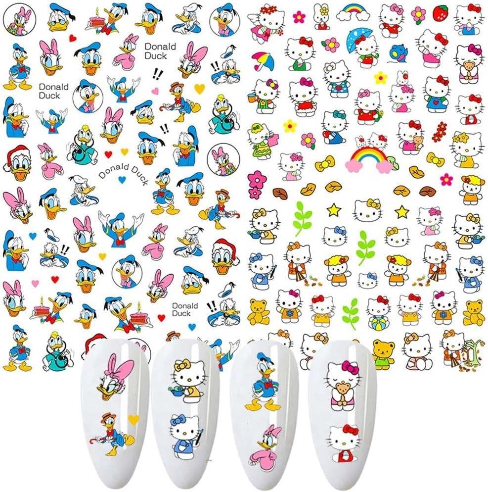 Cartoon Nail Art Stickers Cute Cartoon Nail Decals 3D Self-Adhesive Nail Art …