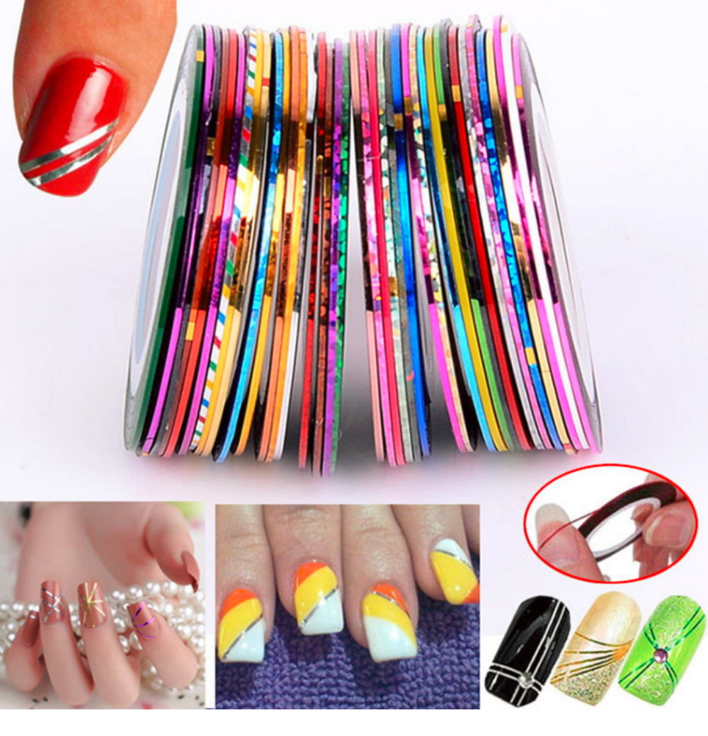 15-Piece Nail Striping Tape Line Set – Nail Art Decoration Stickers, Multi-Color