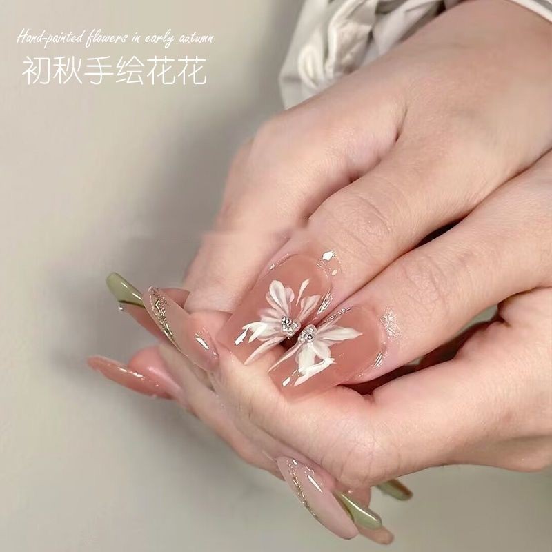 2Pcs 3D White Lace Flower Lily Petal Matte Effect Thin Nail Stickers NH27