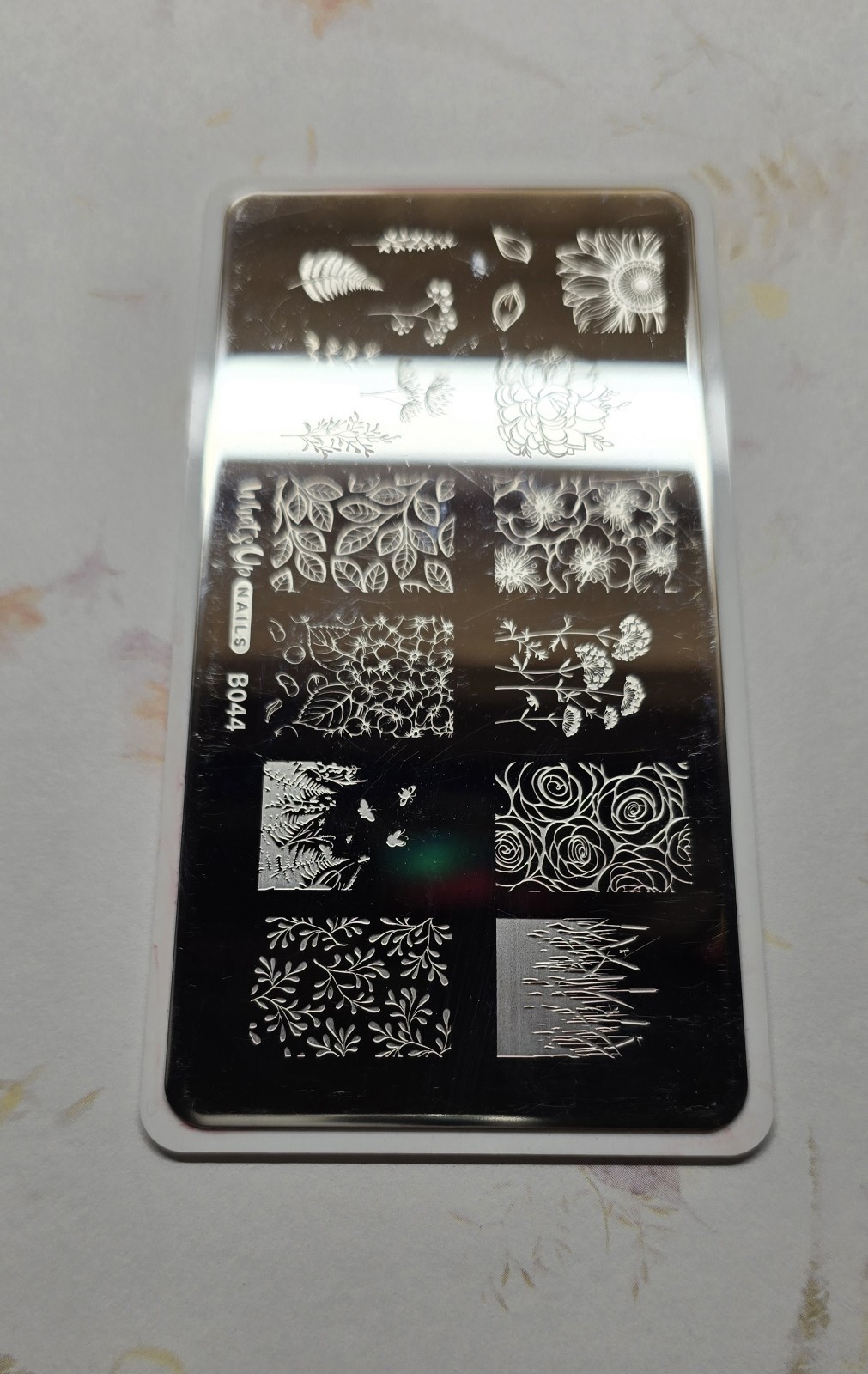 Whats Up Nails B044 Nail Stamping Plate Flowers Floral Leaves Plants Sunflower