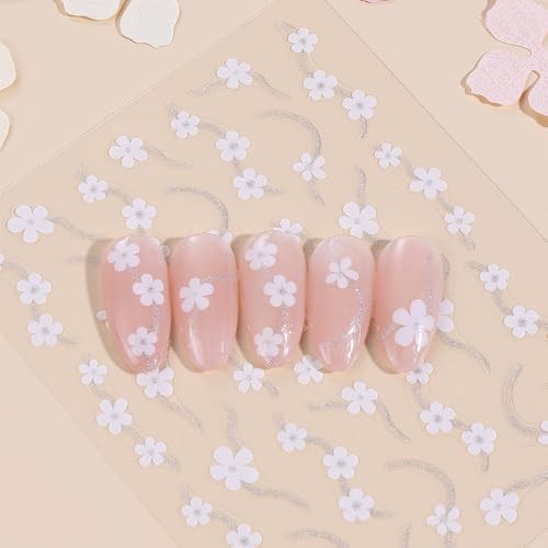 6 Sheets Flower Nail Art Stickers 3D Self-Adhesive Glitter heart flower lines