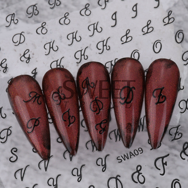 Nail Art 3D Decal Stickers Latin Roman English Alphabet Letters Uppercase NH23