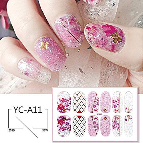14 Sheets Full Wrap Gradient Nail Polish Stickers Self-Adhesive Bright Style