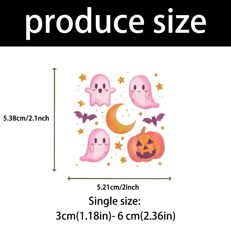 50PCS Transparents Pink Cartoon Halloweens Decals PET Material Diy Tablet