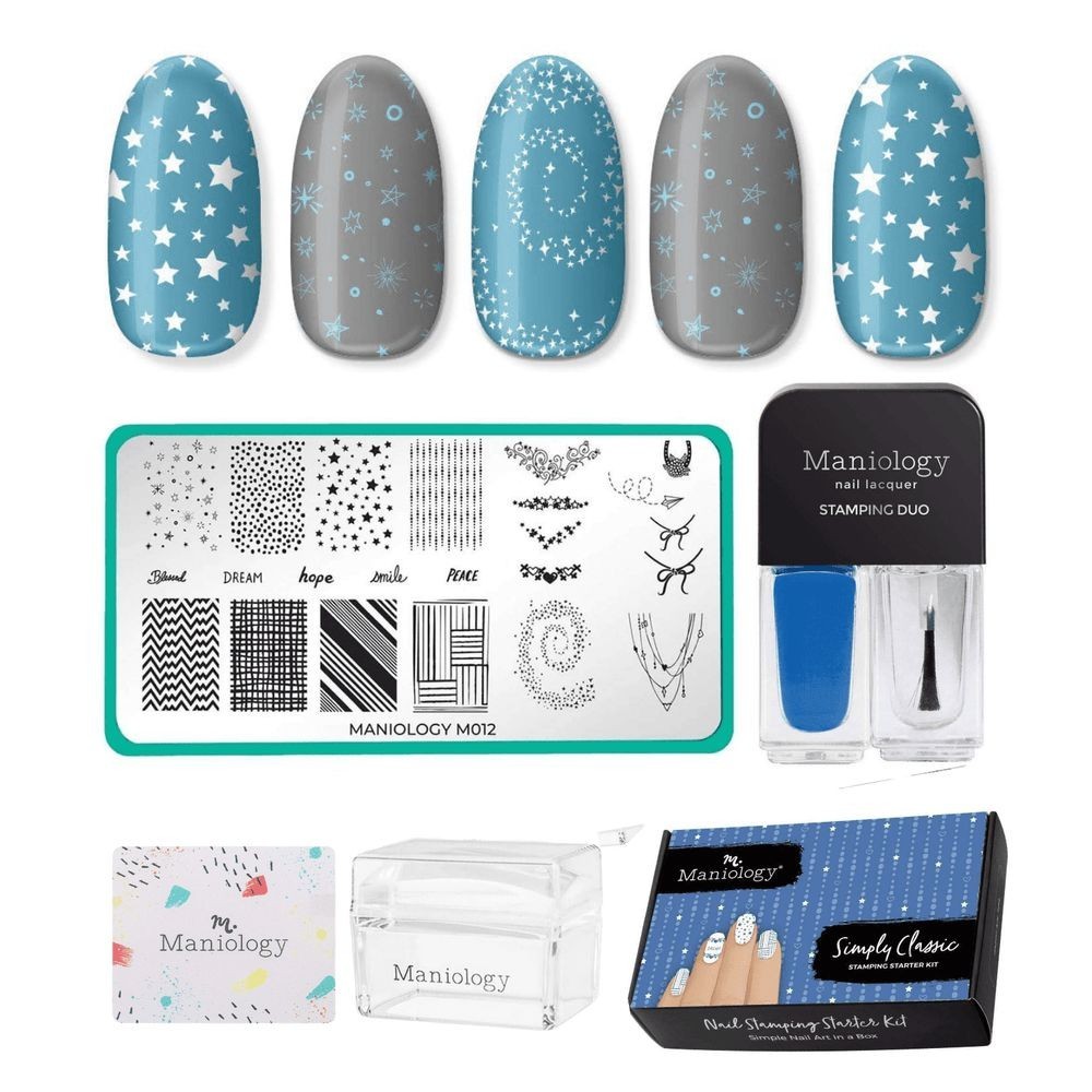 Maniology Nail Stamping Starter Kit – 105 Plate M012 Necklace Stars Stripes
