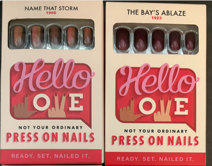 Hello Love ~~ Press On Nails ~~ Available in White Rainbow Purple Plaid French
