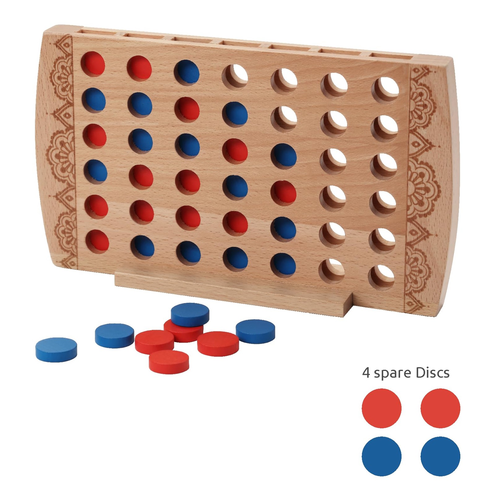 WOWME Wooden 4 in a Row 5.12 inches (W) x 8.86 (L) x 1.9 (H)