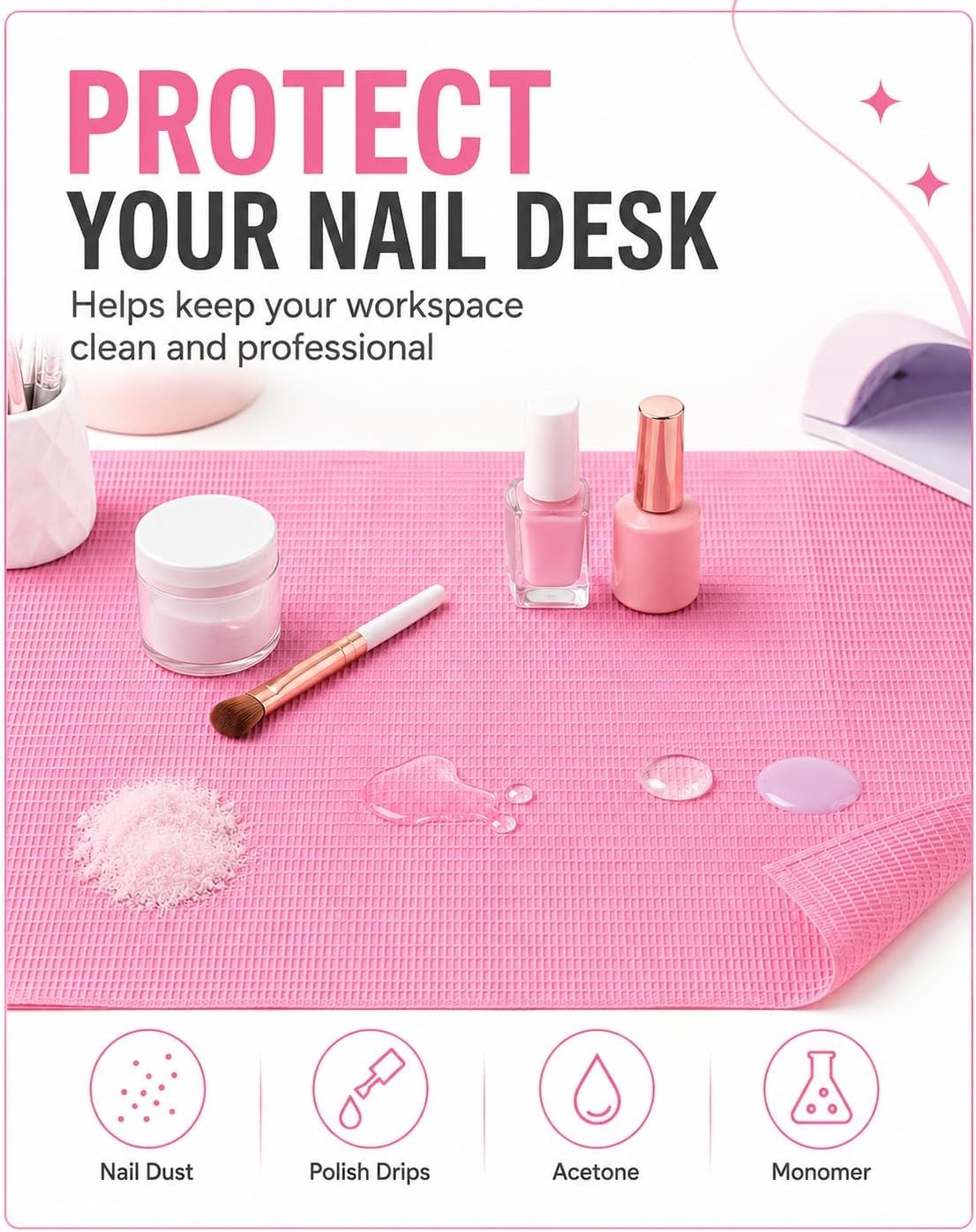 Disposable Nail Mats: 20 Pcs Foldable Nail Paper Towels for Table Acrylic
