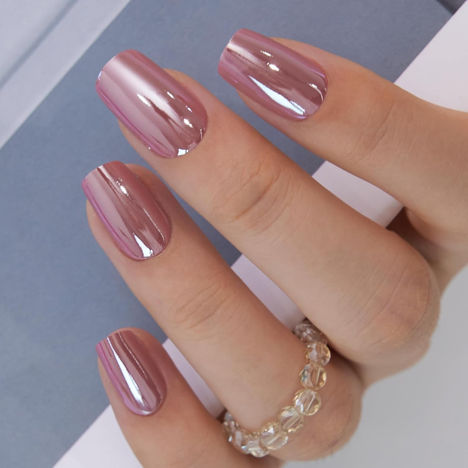 Pink Glitter French Tip Press-On Nails