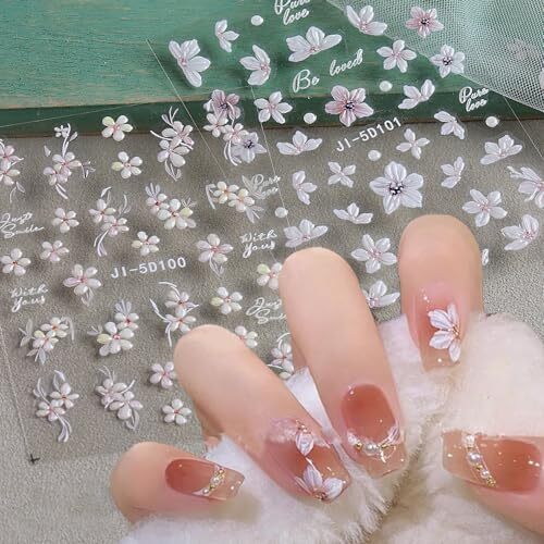 5D Spring Flowers Nail Art Stickers Cherry Flower Nail Stickers for Flower2