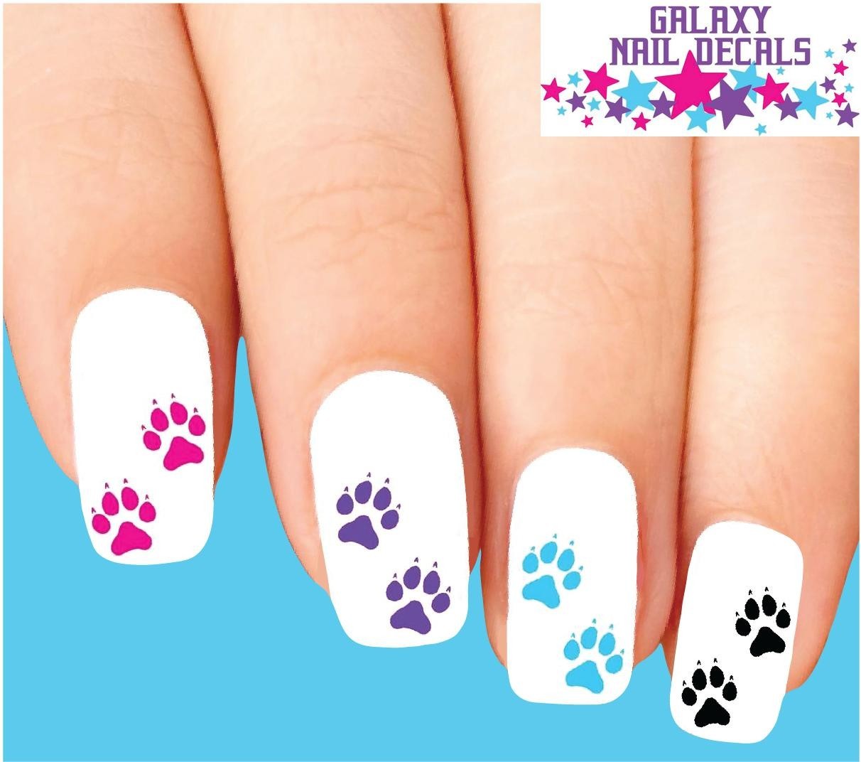 Waterslide Nail Decals – Set of 20 Kitty Cat Claws Colorful Assorted