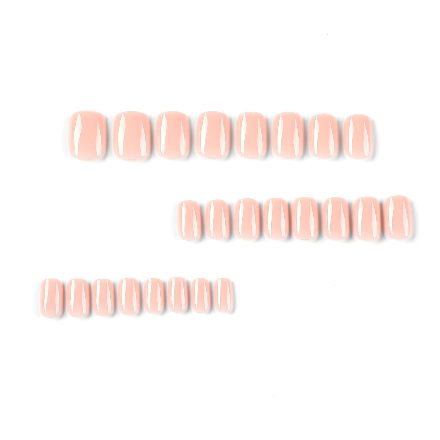 24Pcs Press On Nails Short Square Fake Nails Nude Pink Nails Press Ons Acryli…