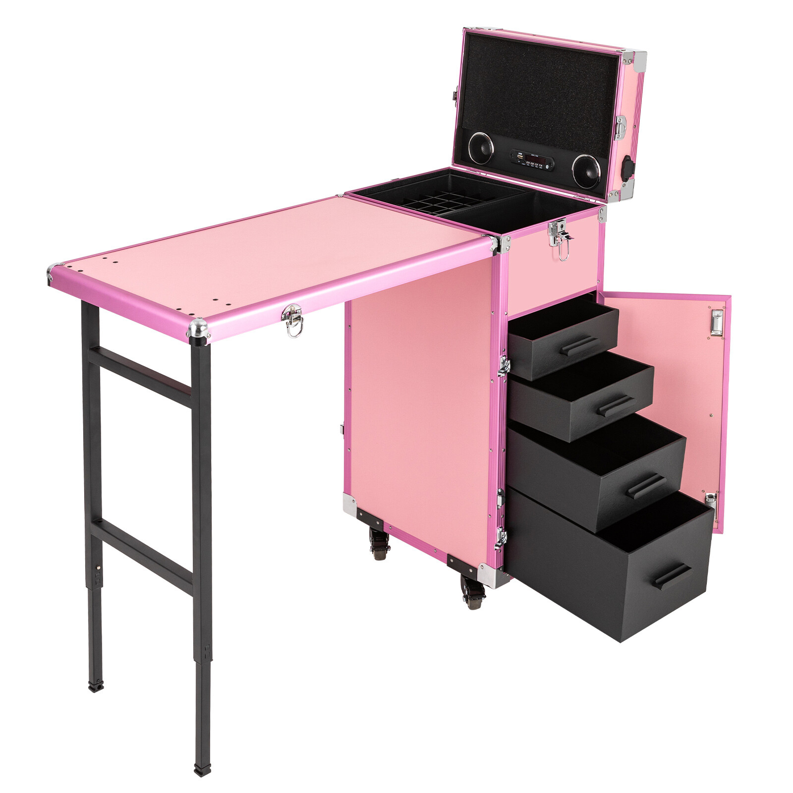 Foldable Manicure Table for Nail Tech, Nail Desk Station Makeup Storage Table