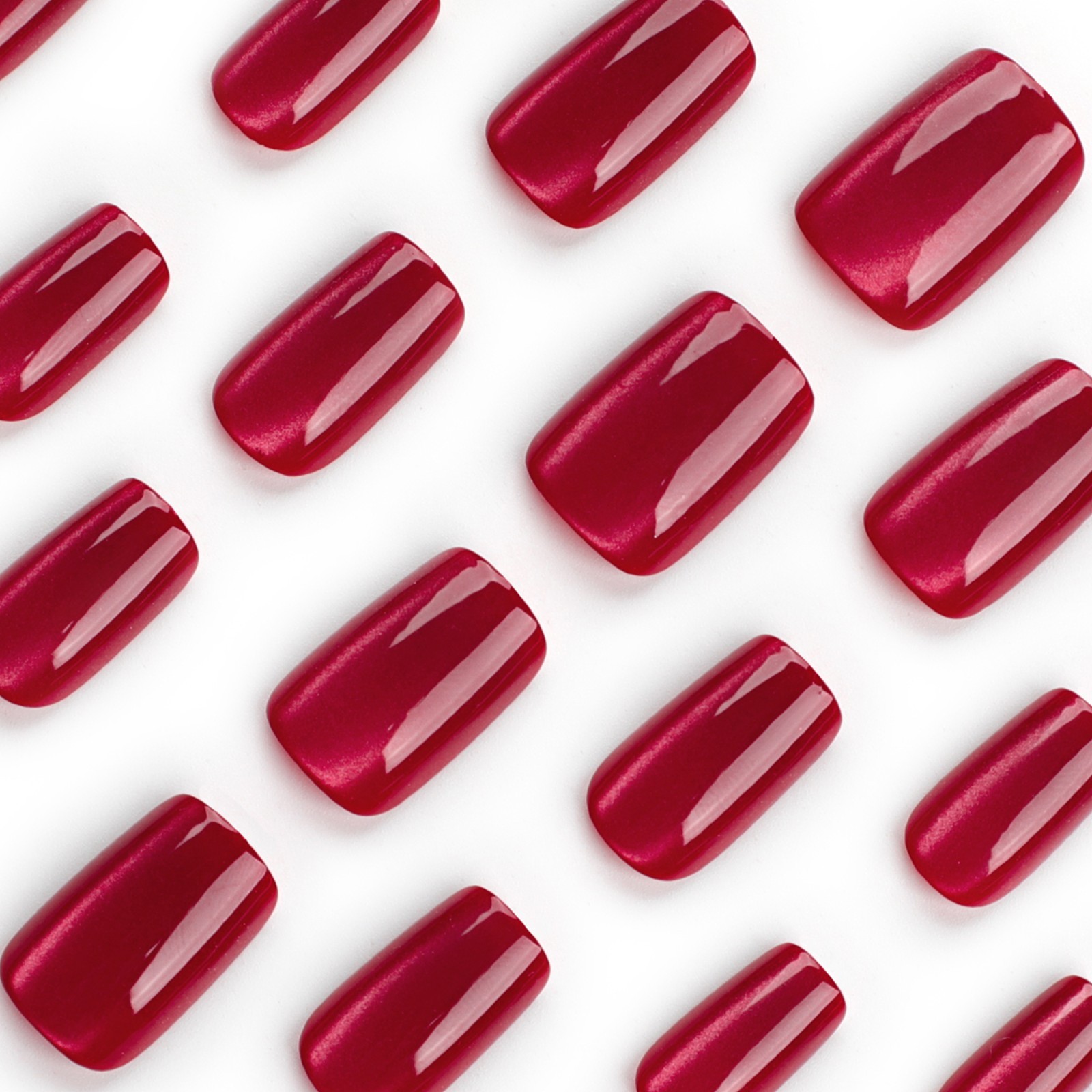 Red Cat Eye Press On Nails,Cat Eye Press on Nails – Instant Glamour, Effortless！