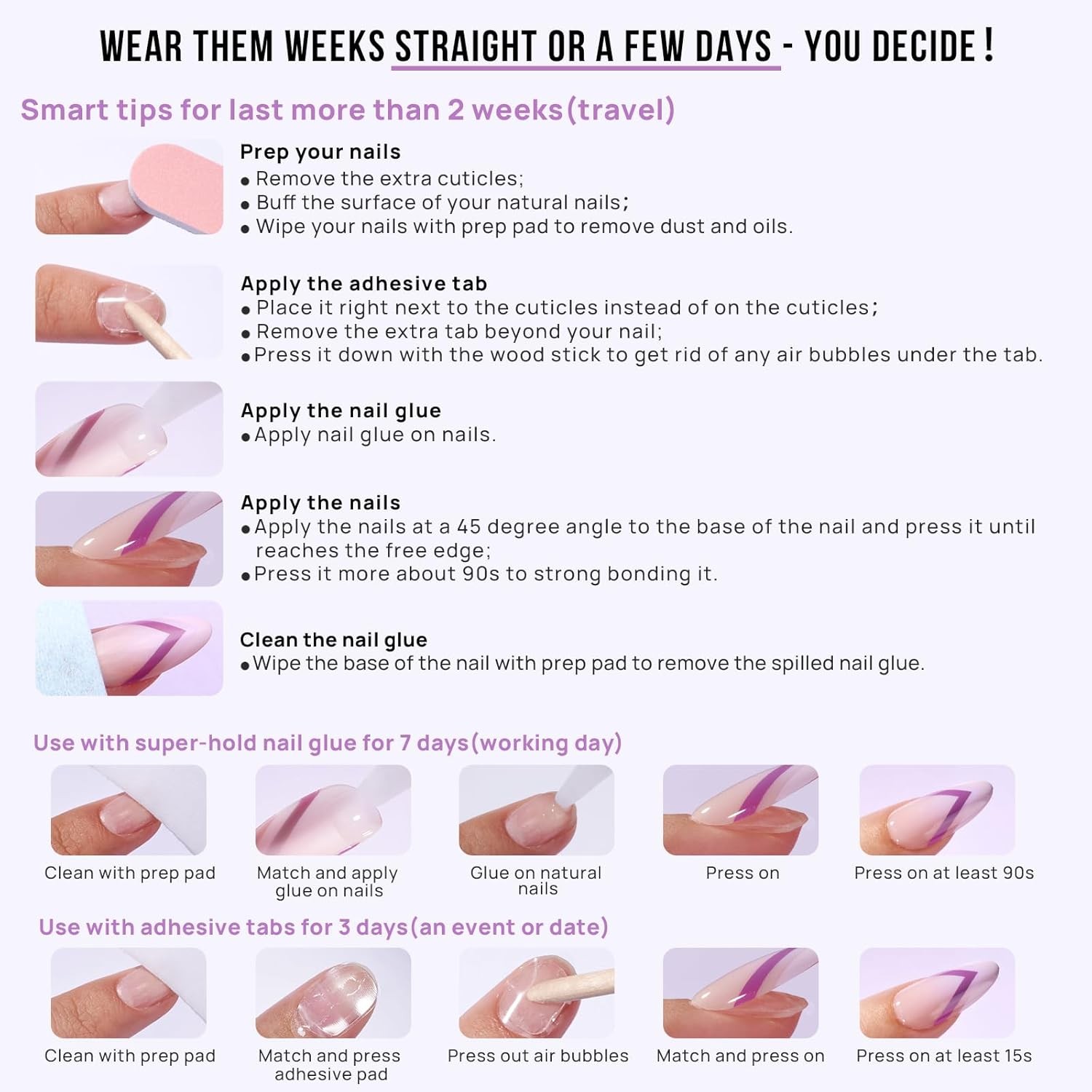 BTArtbox French Tip Press On Nails 0.03 Fl Oz (Pack of 30), Dazzling Pink