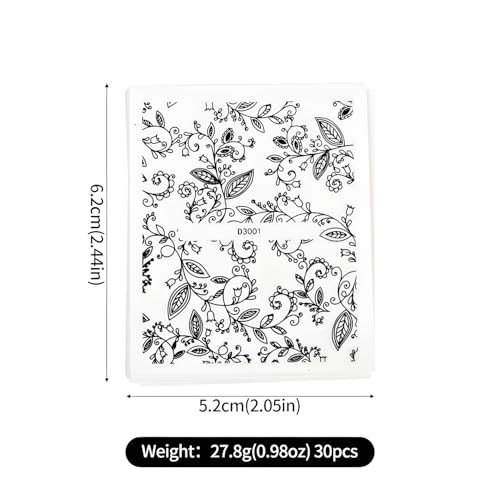 30 Sheets Nail Stickers for Nail Art Flower Nail Stickers 3D Self Black Lace