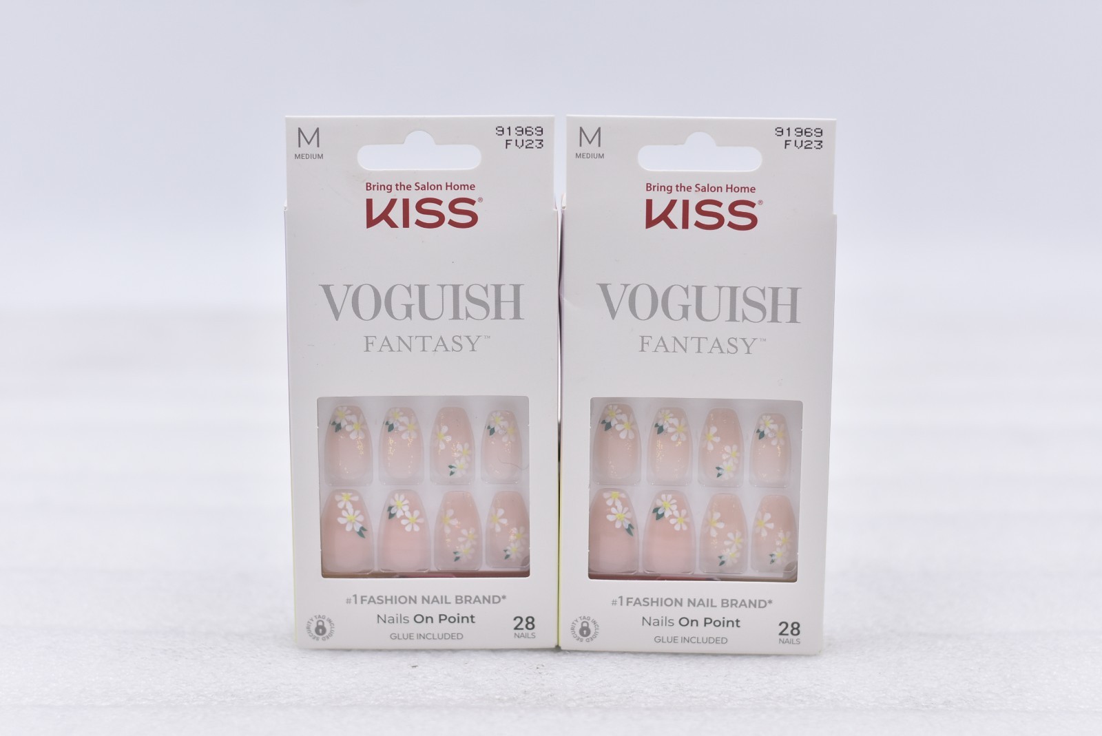 Lot of 2 Kiss Voguish Fantasy FV23 Medium Nails – 28 Nails