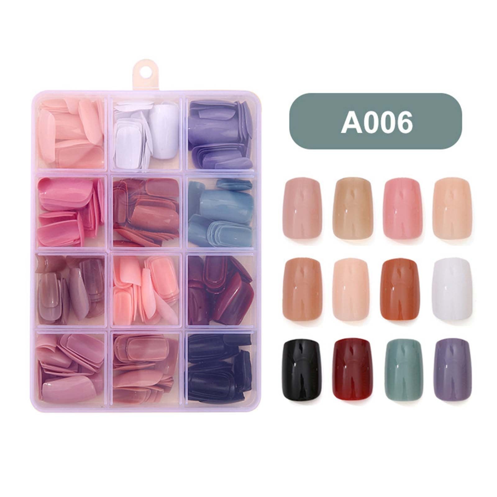 288Pcs Square Press on Nails Medium Fake Solid Medium, A006