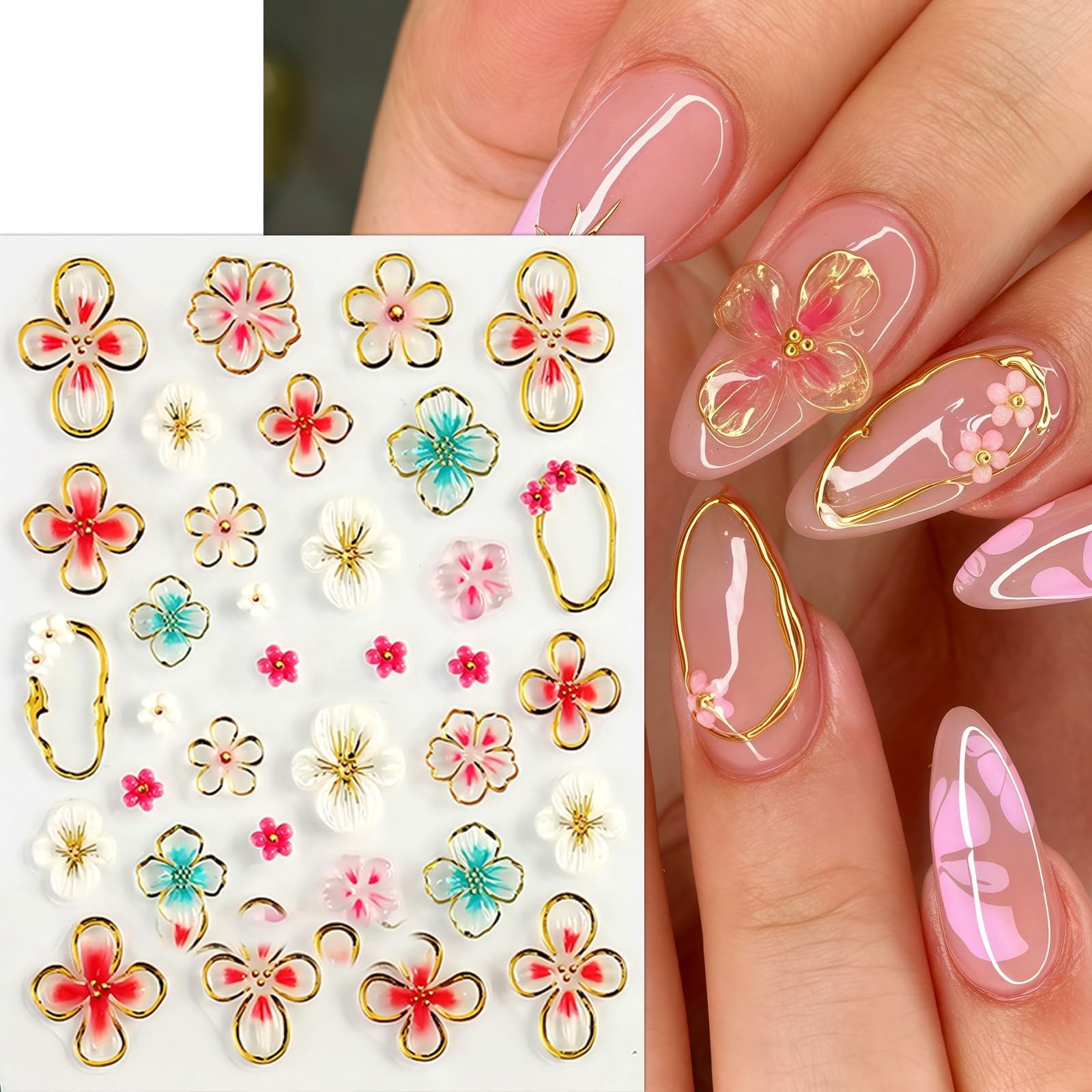 CnSybaris Hawaiian Flower 4 Sheets Nail Stickers