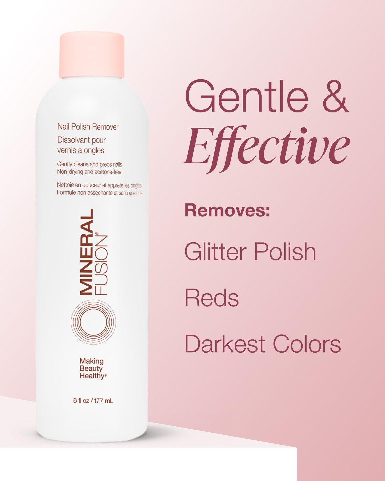 Mineral Fusion Acetone-Free Nail Polish Remover – 6 Fl Oz (Pack of 2), White