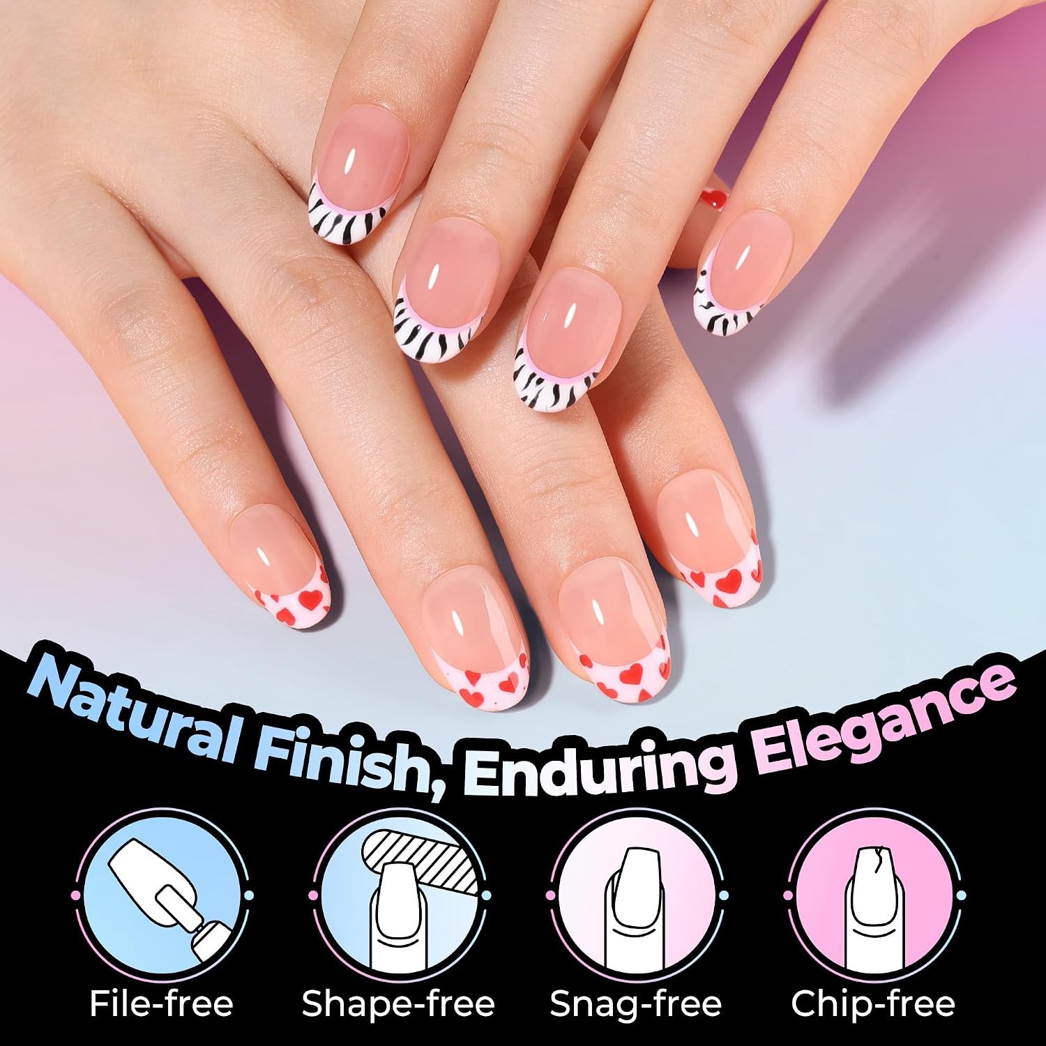 UNA GELLA Oval Gel Nail Tips Short 15 Sizes 300PCS, Oval, Transparent